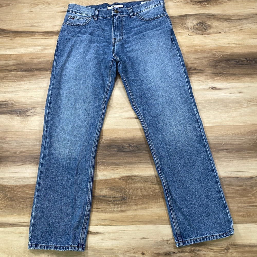 Tommy Hilfiger Jeans Mens 34x30 Heritage 100% Cotton Straight Blue Denim Classic